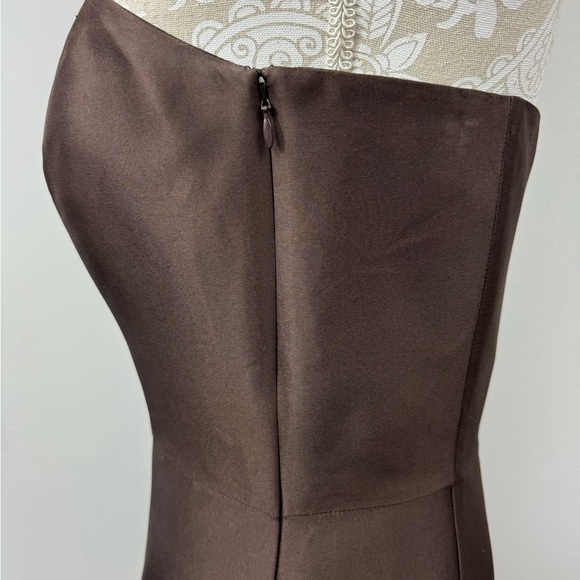 Ann Taylor Size 8 Dark Brown Silk Strapless Knee Length Dress Semi Formal Event - Picture 8 of 8